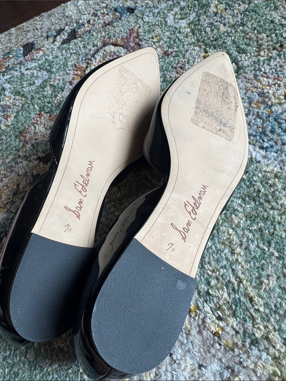 SAM EDELMAN  BLACK FLAT DRESSY PATENT LEATHER SHOES IN WOMENS SZ 7 1/2…LIKE NEW! - Picture 6 of 6